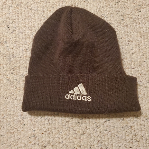 Brown Knit Adidas Beanie Winter Hat 